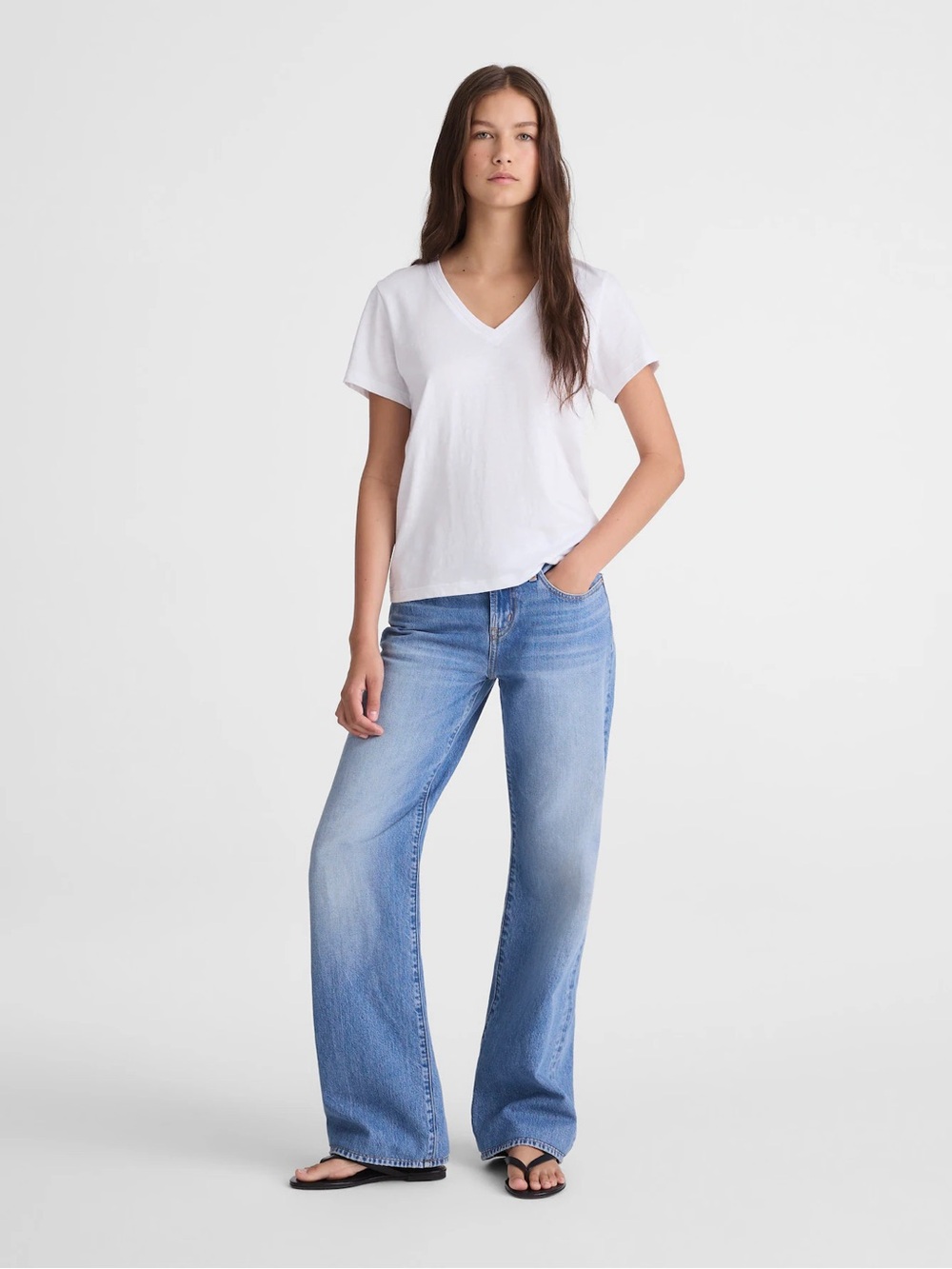 Madewell The Easy V-Neck Tee in Soft Slub White XL - Picture 2 of 9